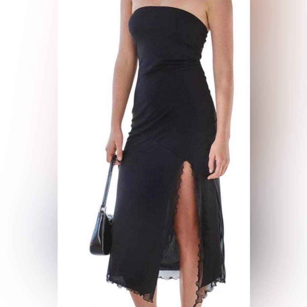 Urban Outfitters Black Samara Strapless Midi Dress